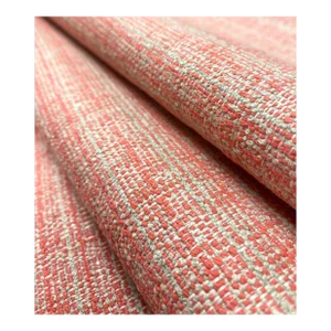Designer Water Stain Resistant Coral Orange Taupe MCM Mid Century Modern Tweed Upholstery Fabric