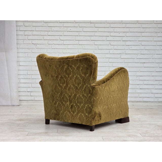Danish Relax Chair in Furniture Velour and Oak Wood, 1950s For Sale - Image 11 of 18