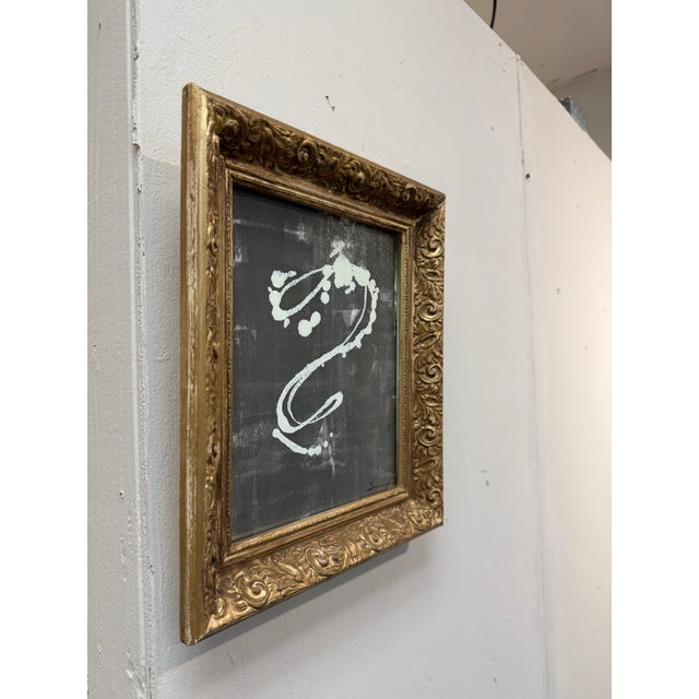 Original Modern Abstract Painting on Paper in Antique Gold Frame For Sale In Houston - Image 6 of 7