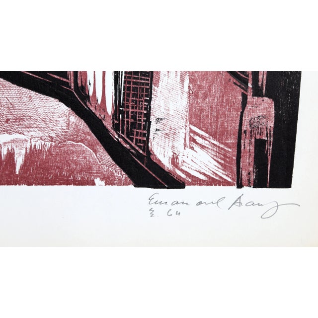 Modern Street Scene with Church I from the Bahia Portfolio, Emanoel Araujo Linocut For Sale - Image 3 of 3