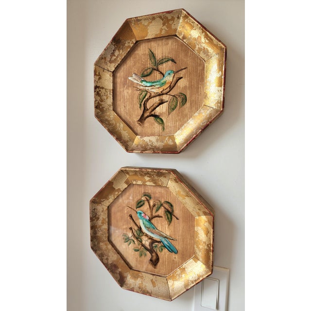 Add a touch of mid-century Hollywood Regency charm to your walls with this exquisite, pair of vintage octagonal signed...