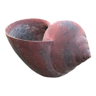 French Terracotta Conch Seashell Planter For Sale