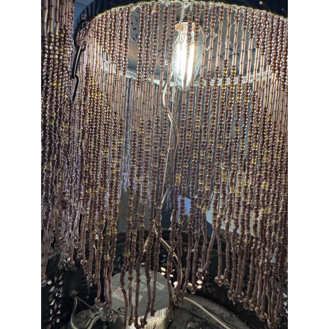 Metal Large Moorish Moroccan Revival Beaded Fringe Chandelier Pendant Light For Sale - Image 7 of 8