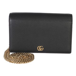 Gucci Black Red Dollar Calfskin GG Chain Wallet For Sale
