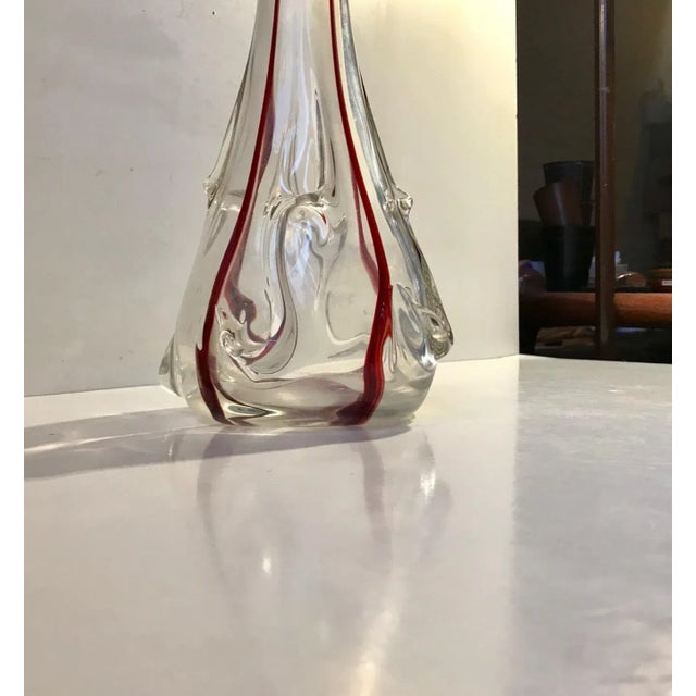 Large Art Nouveau Glass Vase with Cherry Threading, 1910s For Sale - Image 9 of 11