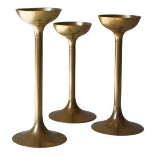 Candleholders in Brass, Set of 3 For Sale