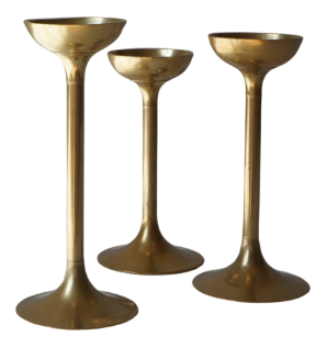 Candleholders in Brass, Set of 3