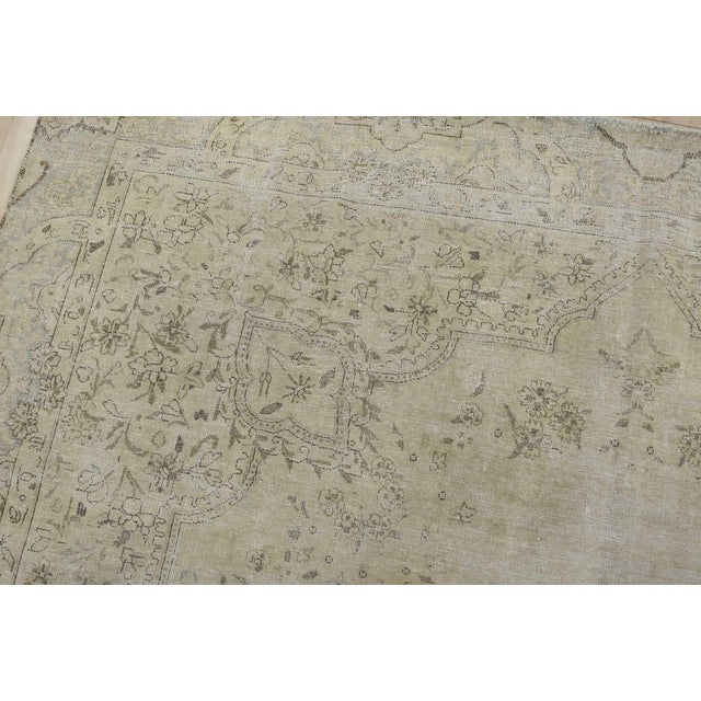 Textile Tabriz Rug 7’5” X 10’8” Beige Wool Vintage Distressed Hand-Knotted Carpet For Sale - Image 7 of 15
