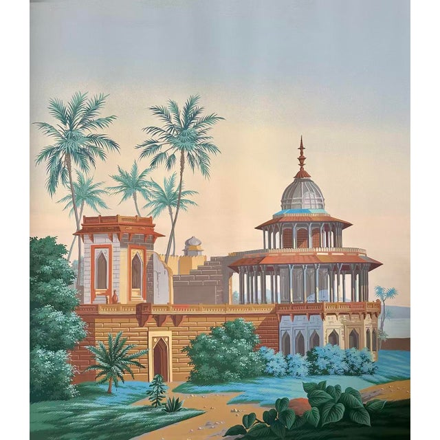 1: Commodity: Vintage Hand-Painted Blue Toned Indian Heritage Garden Wallpaper Mural 2: Handicrafts: 100% handmade and...
