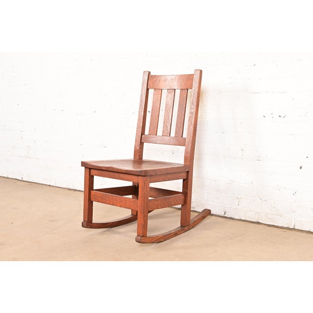 Stickley Brothers Antique Mission Oak Arts & Crafts Sewing Rocking Chair, Circa 1900 For Sale - Image 12 of 12