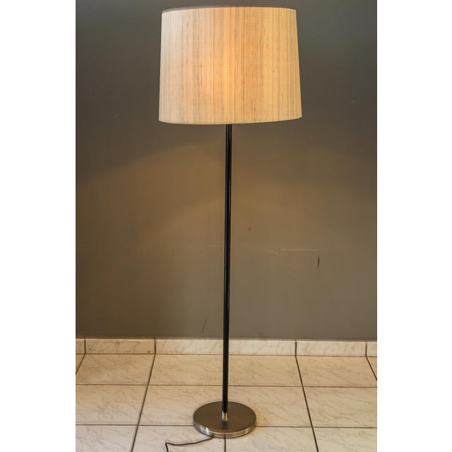Adjustable J.T.Kalmar Floor Lamp with Fabric Shade Vienna Around 1950s 4 bulbs separatly on and off Stem blackened...