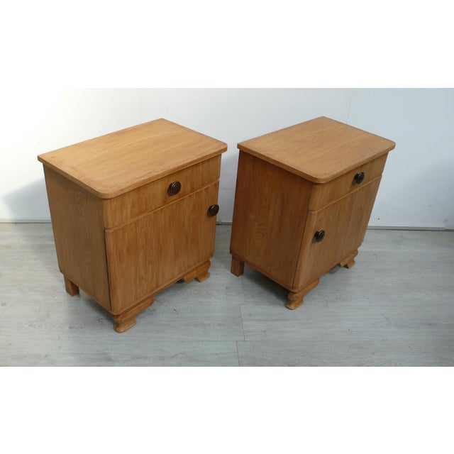 1940s Art Deco Bedside Tables in Oak, Germany, 1940s, Set of 2 For Sale - Image 5 of 10