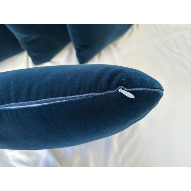 Set of 4 Custom Dark Navy Blue Velvet Pillows For Sale - Image 9 of 11