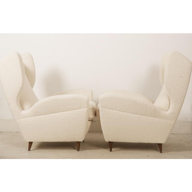 Set of Lounge Chairs with Wingback in Cream Bouclé by Melchiorre Bega For Sale - Image 6 of 18