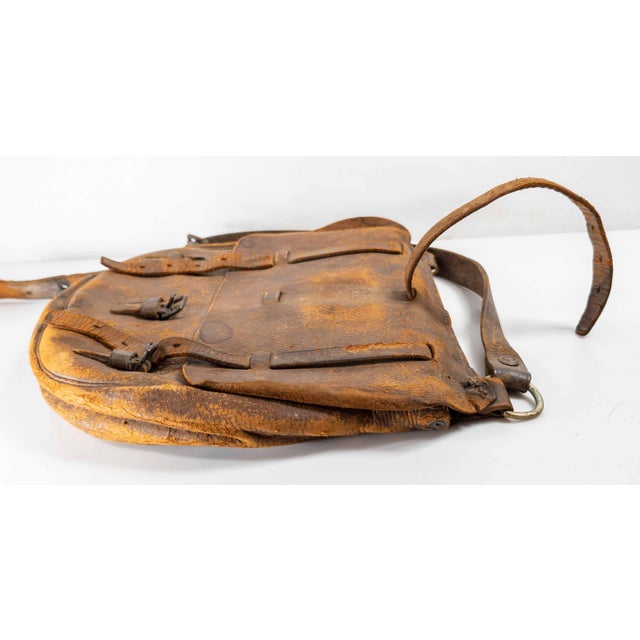 Early 20th Century Early 20th Century Us Army Distressed Leather Messenger Bag For Sale - Image 5 of 12