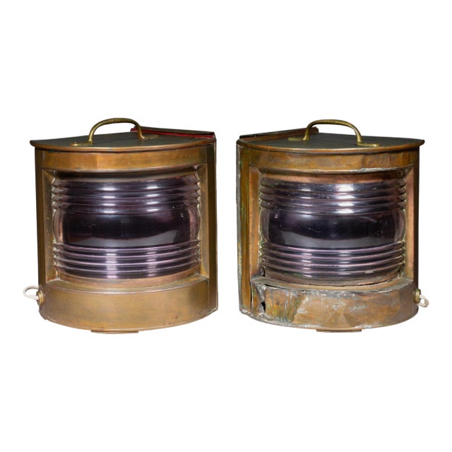 Early 20th Century English Copper and Brass Ship Lanterns - a Pair For Sale