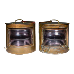 Early 20th Century English Copper and Brass Ship Lanterns - a Pair