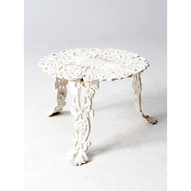 Antique White Cast Iron Garden Side Table For Sale - Image 4 of 11