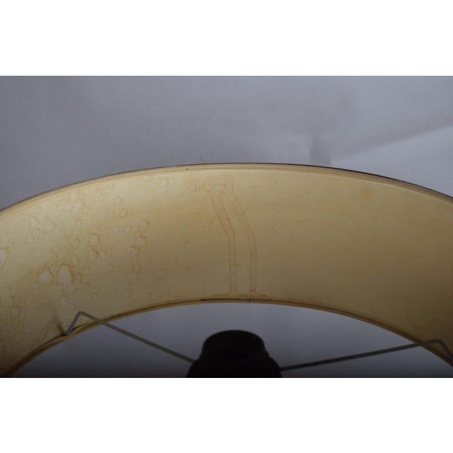 1950s 1950s Mid-Century Modern Leather Drum Lamp With Brass Accents Table Lamp, For Sale - Image 5 of 7