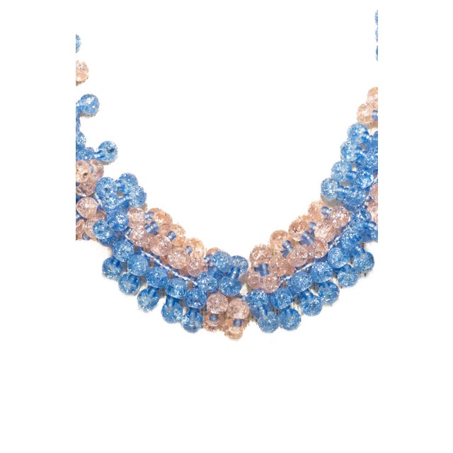 Vintage Murano Glass Beaded Necklace Set With Brooch and Bracelet, Pink and Blue, 3 Pieces For Sale - Image 18 of 18