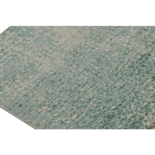 Abstract Rug & Kilim’s Distressed Style Abstract Runner Rug in Blue and Beige For Sale - Image 3 of 7
