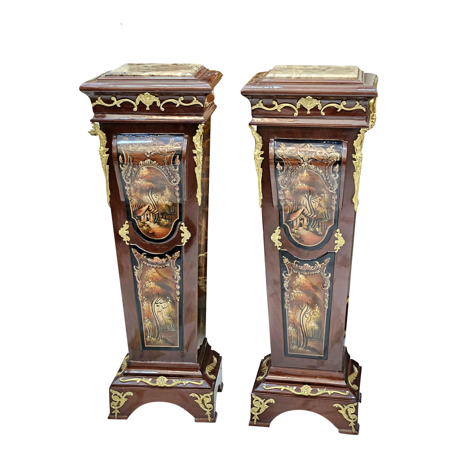 Rococo Style Pedestal Column Set Timeless Marble Topped | Chairish