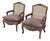 Late 20th Century Louis XV Carved Walnut Cane Back Arm Chairs Fauteuils, a Pair For Sale