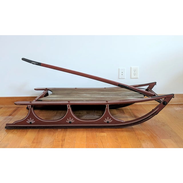 American Vintage Americana Large Wood Sled For Sale - Image 3 of 11