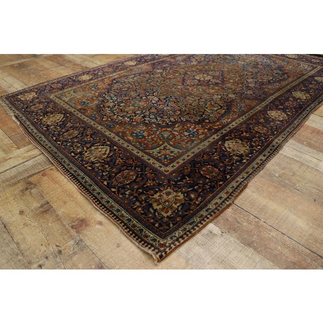 Antique Persian Kashan Ateshoglou Rug - 04'03 X 06'06 For Sale In Dallas - Image 6 of 9