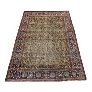 Vintage Persian Tabriz Area Rug, Hand-Knotted Wool, Paisley Design, 1900s For Sale