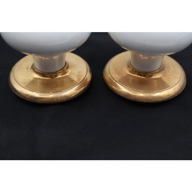 Traditional Vintage Blue Floral Porcelain & Brass Dummy Door Knob Set For Sale - Image 3 of 4