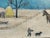 Blue Folk Art Winter Farm Scene by Constantine, 1971 – Snowy Americana Landscape For Sale - Image 8 of 9