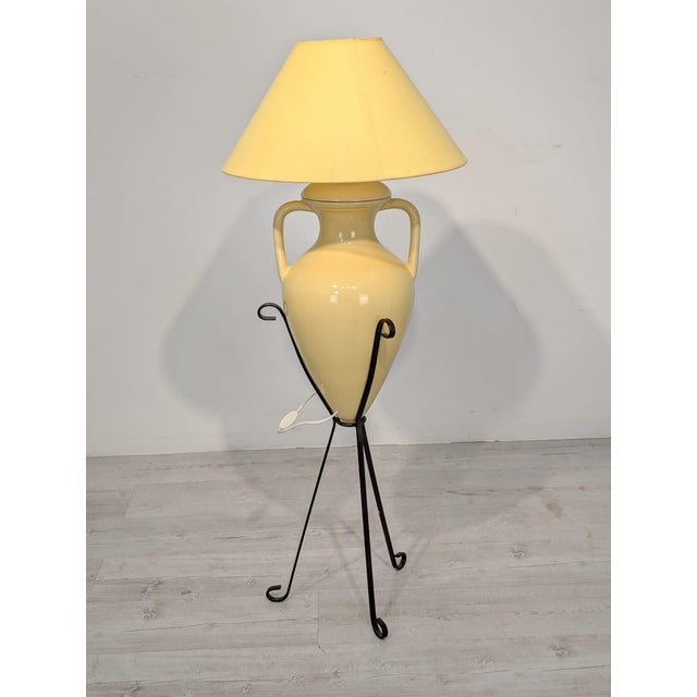 Vintage Ceramic Orange Floor Lamp, 1980s, in Very Good conditions. Designed 1980 to 1989 European Plug (up to 250V).The...