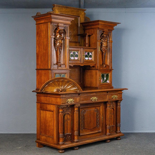 Object: Sideboard Period & Style: Art Nouveau - around 1900 Features - elegant and practical piece of furniture with...