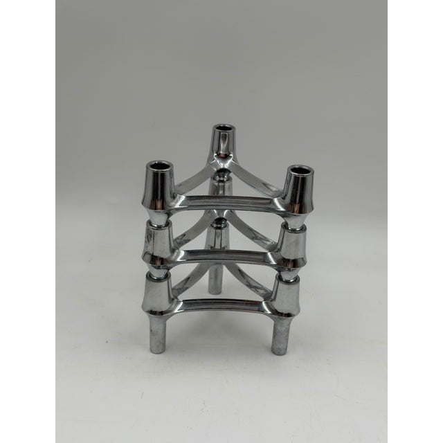 Silver Mid-Century Modern Candleholders in Metal from Stoff Nagel, 1950s, Set of 3 For Sale - Image 8 of 14
