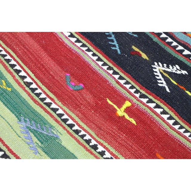 1970s Rustic & Primitive Striped Hand Knotted Oushak Kilim Runner For Sale - Image 9 of 13