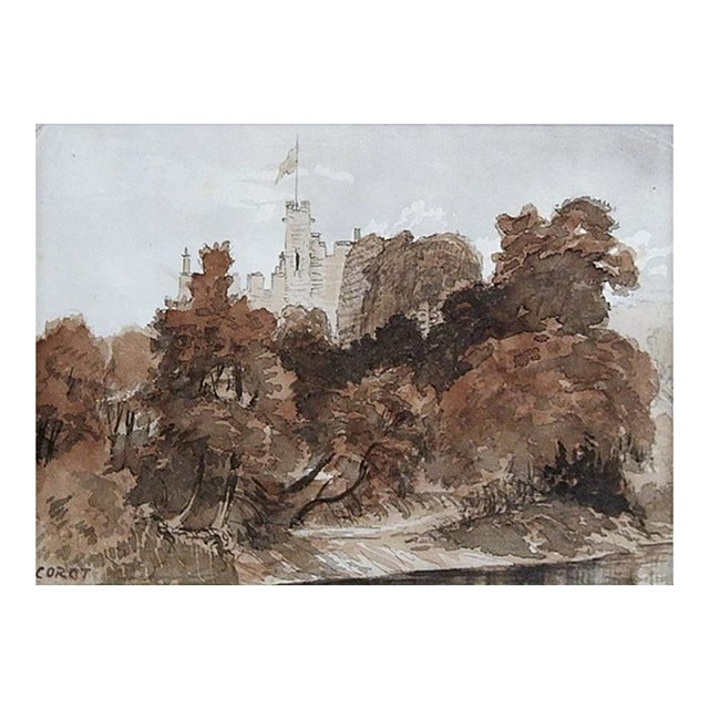 Small 1871 Bothal Castle Impressionist Watercolor Study Painting For Sale