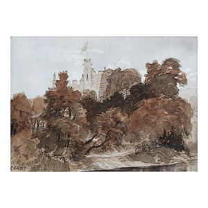 Small 1871 Bothal Castle Impressionist Watercolor Study Painting
