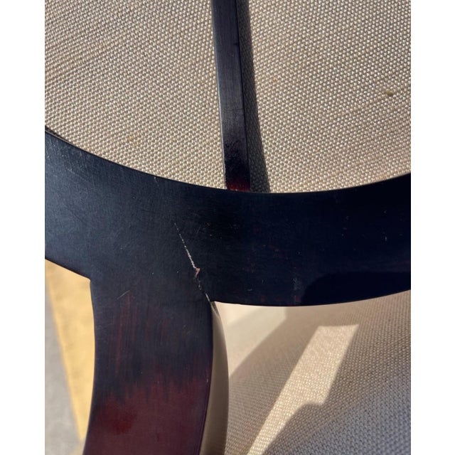 Barbara Barry for Baker Oval X Back Linen Upholstery Dining Chairs, Set of 6 For Sale - Image 9 of 11