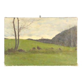 Eugenio Spreafico, Glimpse of Lombard Countryside, Oil Painting on Canvas For Sale