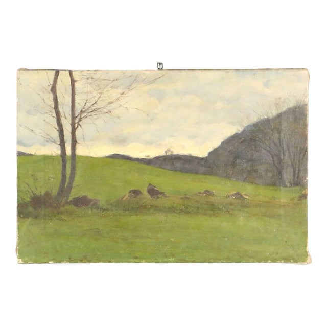Eugenio Spreafico, Glimpse of Lombard Countryside, Oil Painting on Canvas For Sale