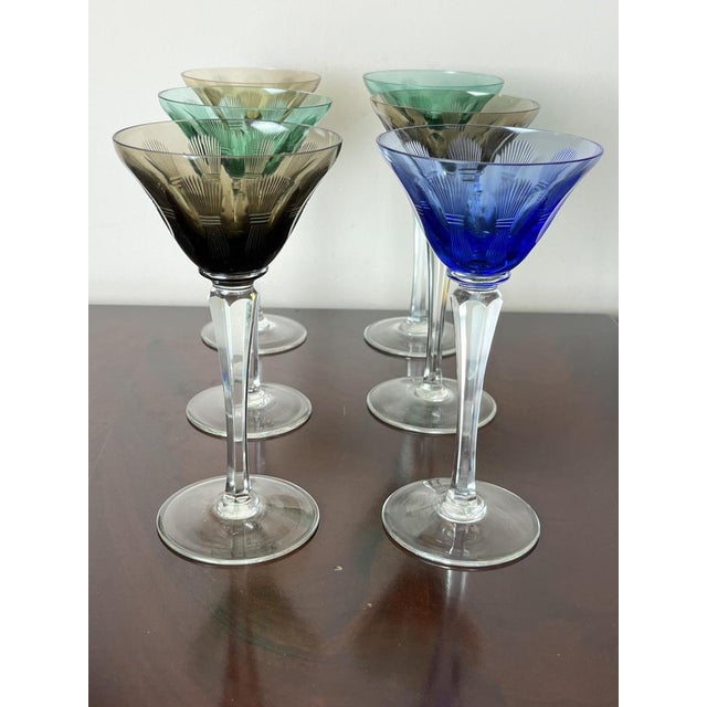 Vintage Italian Crystal Glasses, 1950s, Set of 6 For Sale - Image 6 of 14