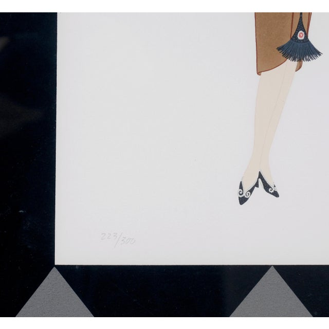 1980s Erte "Manhattan Mary Ii" Artist Hand Signed & Numbered Limited Edition 223/300 Framed & Matted Serigraph Excellent Print in Very Good + Frame For Sale - Image 5 of 11