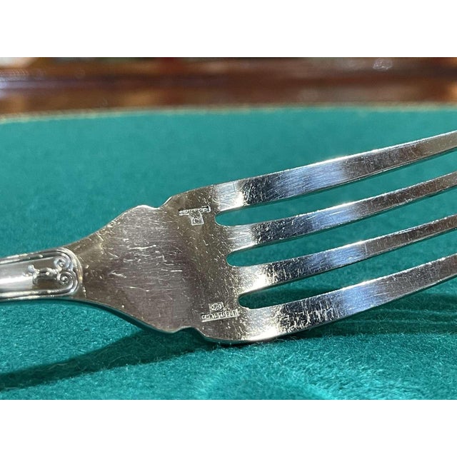 Silver-Plated Fish Forks with Malmaison Pattern from Christofle, Set of 5 For Sale - Image 3 of 6