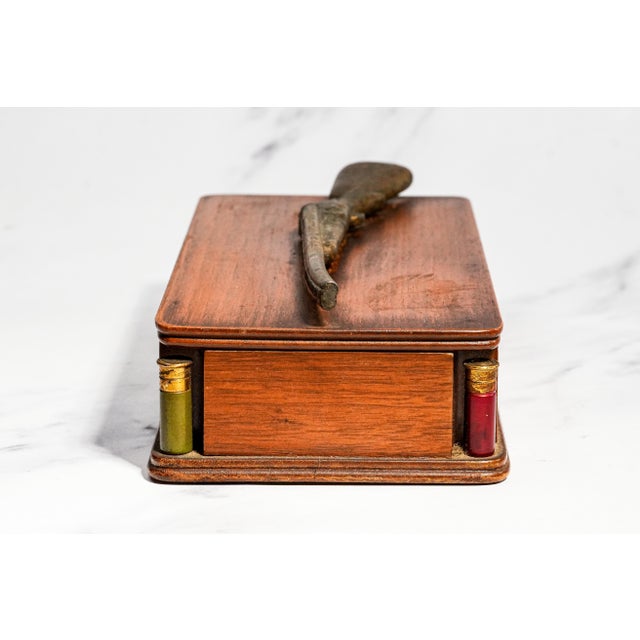 Brown Vintage Mid Century Hunting Theme Wood Box Sporting Desk & Jewelry Storage For Sale - Image 8 of 11