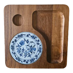 Vintage Dolphin Blue Danube Teakwood Cheese Board