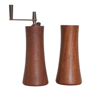 Teak Wood Salt Shaker Pepper Mill by Laurids Lonborg of Denmark - a Pair For Sale