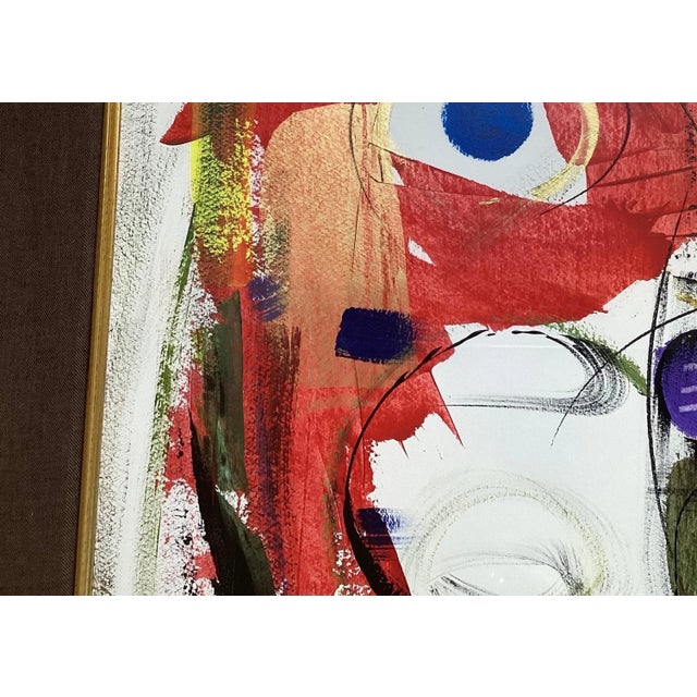 Framed Abstract Paintings on Paper, Mid 20th Century - A Pair For Sale - Image 4 of 13