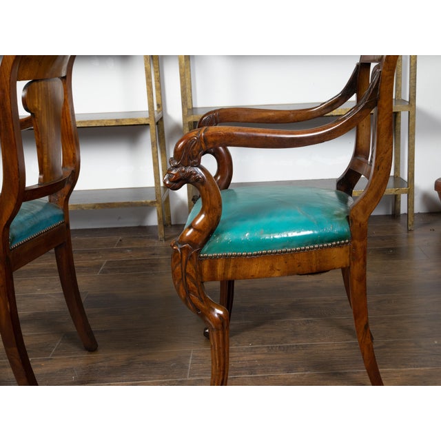 Pair of English Regency 1840s Mahogany Chairs with Ionic Capitals and Griffons For Sale - Image 10 of 11