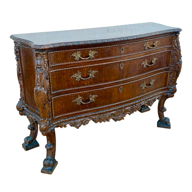 Spanish Baroque Revival Carved Wood Commode with Drawers, 1940 For Sale - Image 12 of 12